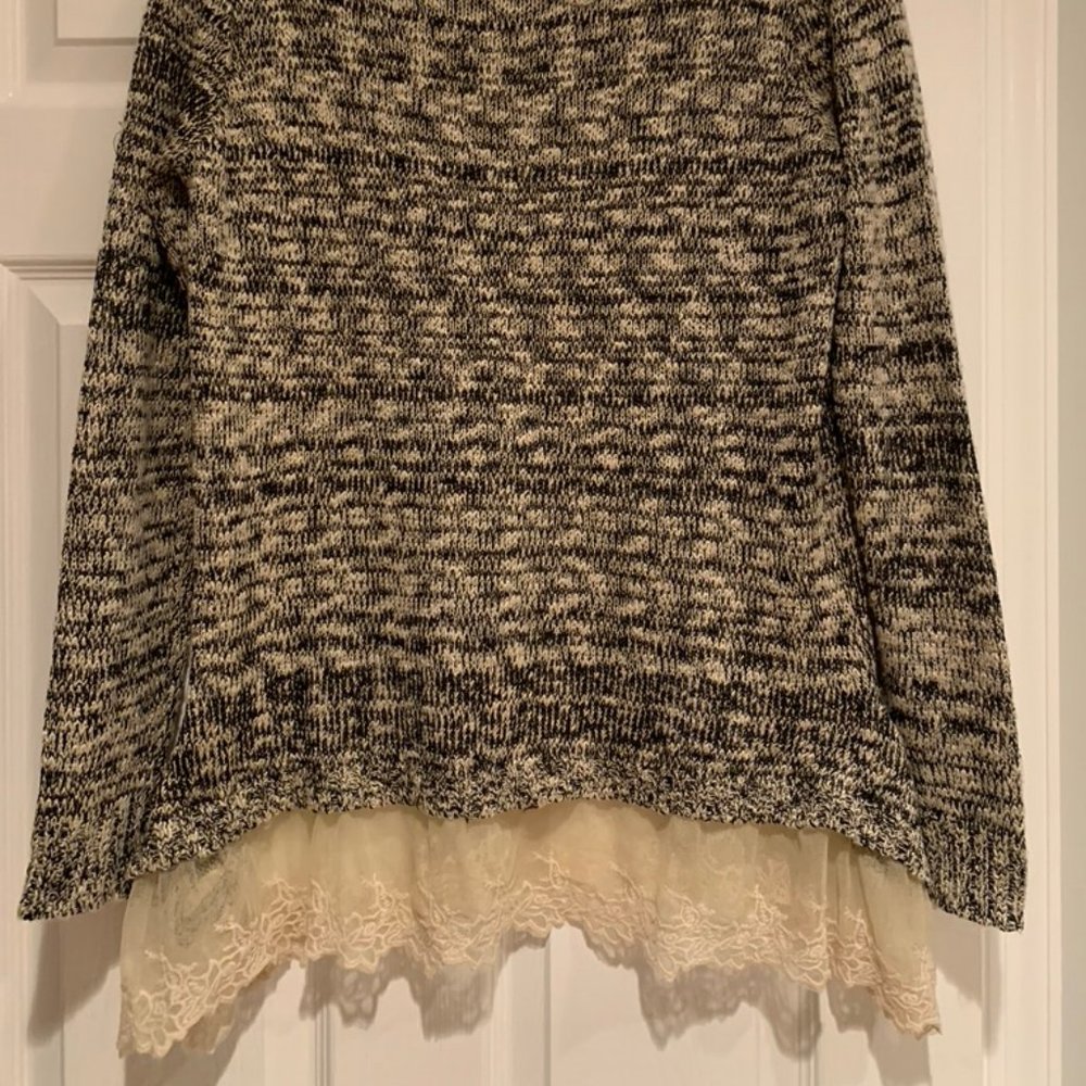 Altar'd State Tunic Sweater with Lace Ruffle Detai